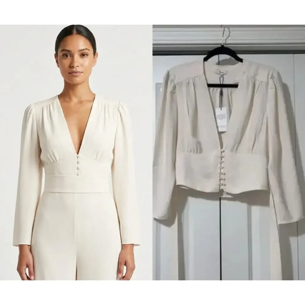 Alena Plunge Plain Blouse - Picture 1 of 7